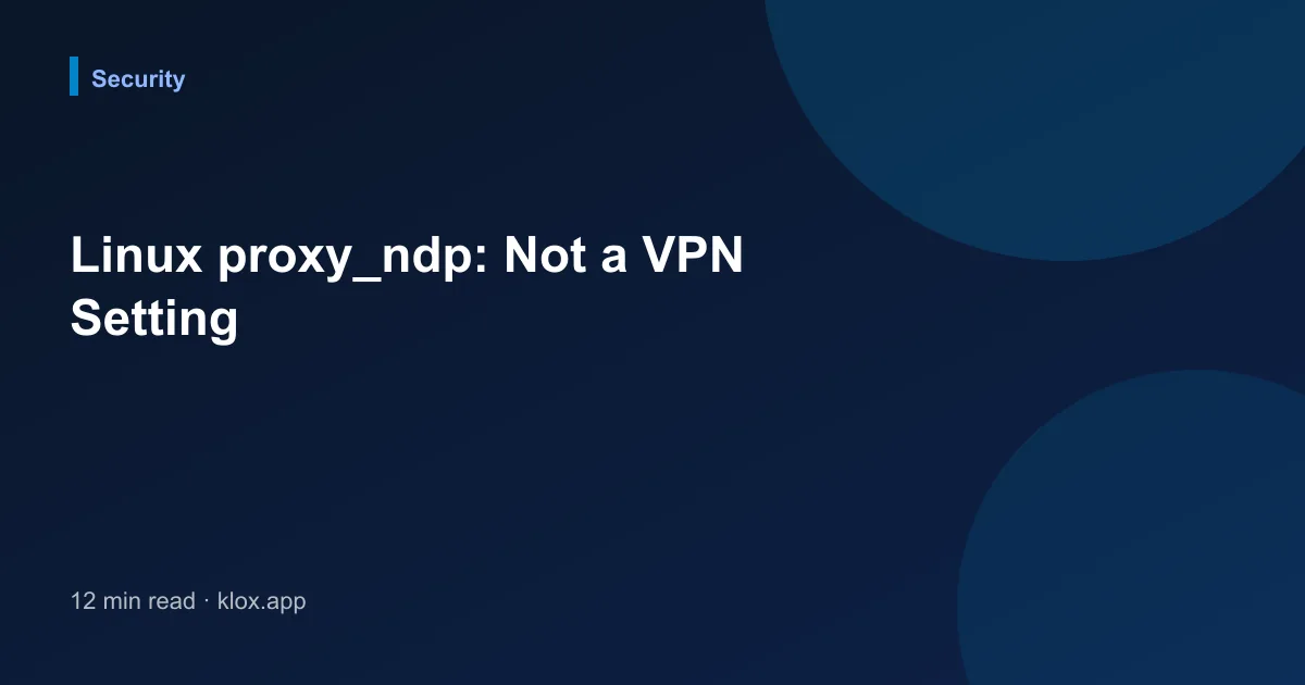 Linux proxy_ndp: Not a VPN Setting